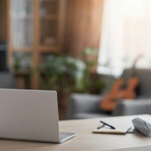 Laptop on Desk Background